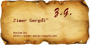 Zimer Gergő névjegykártya